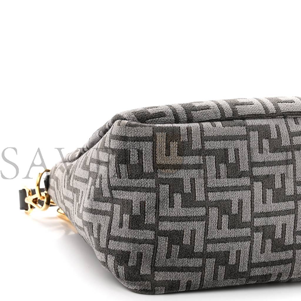 FENDI CHENILLE VITELLO SETA PLEXIGLASS FF FENDI O'LOCK ZIPPER ANTHRACITE ASFALTO (34*23*13cm) FENDI CHENILLE VITELLO SETA PLEXIGLASS FF FENDI O'LOCK ZIPPER ANTHRACITE ASFALTO (34*23*13cm)