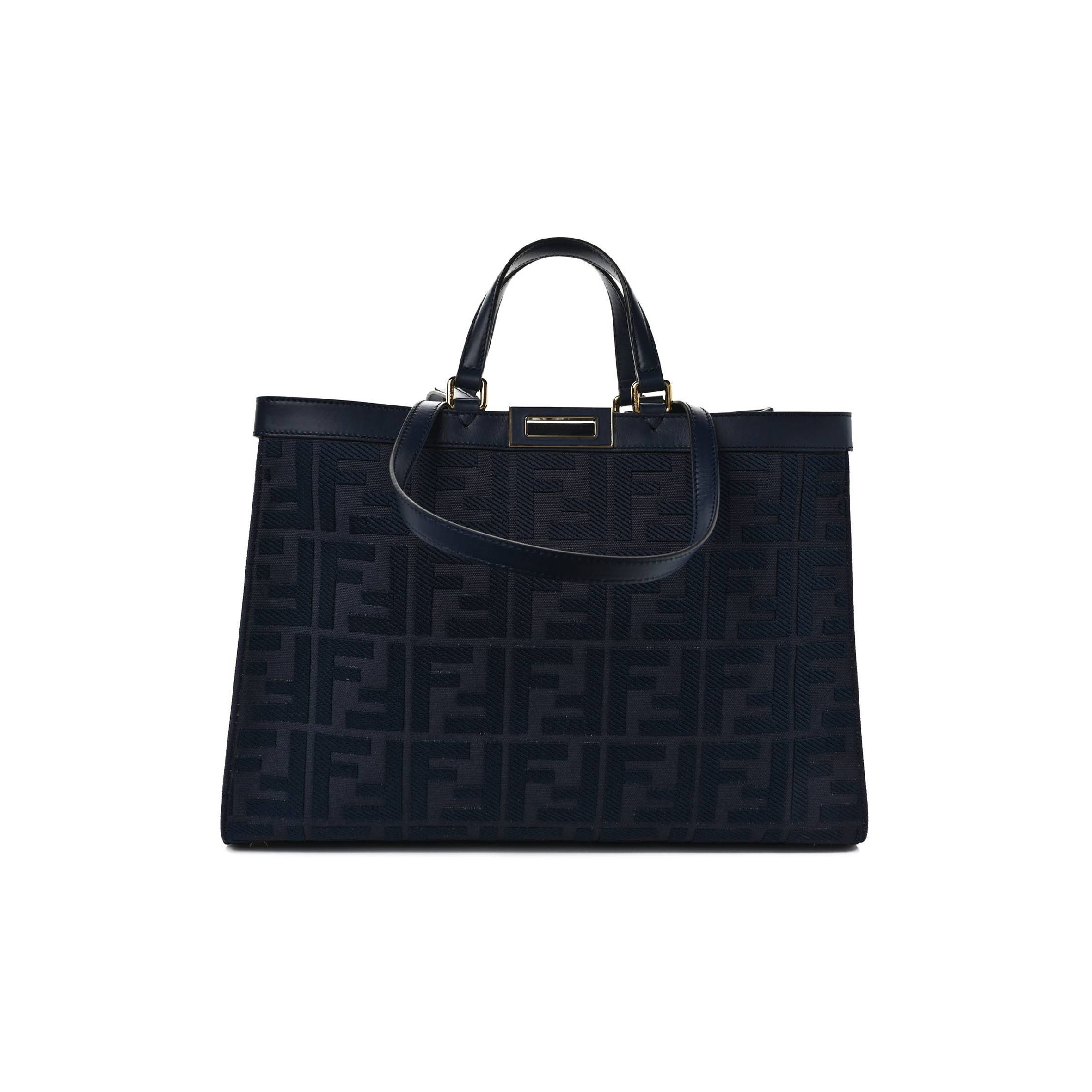 FENDI CANVAS VITELLO KING FF EMBROIDERED MEDIUM PEEKABOO X-TOTE BLUE (41*29*15cm) FENDI CANVAS VITELLO KING FF EMBROIDERED MEDIUM PEEKABOO X-TOTE BLUE (41*29*15cm)