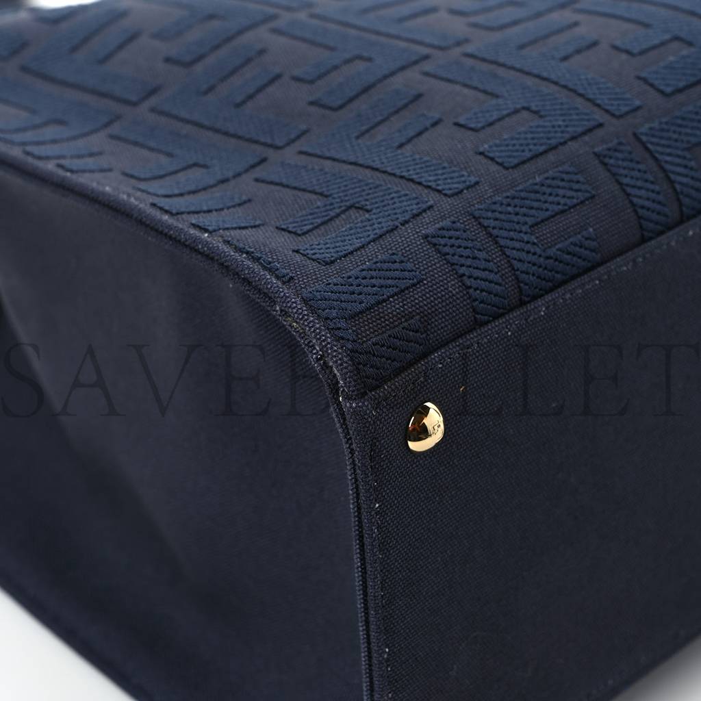 FENDI CANVAS VITELLO KING FF EMBROIDERED MEDIUM PEEKABOO X-TOTE BLUE (41*29*15cm) FENDI CANVAS VITELLO KING FF EMBROIDERED MEDIUM PEEKABOO X-TOTE BLUE (41*29*15cm)