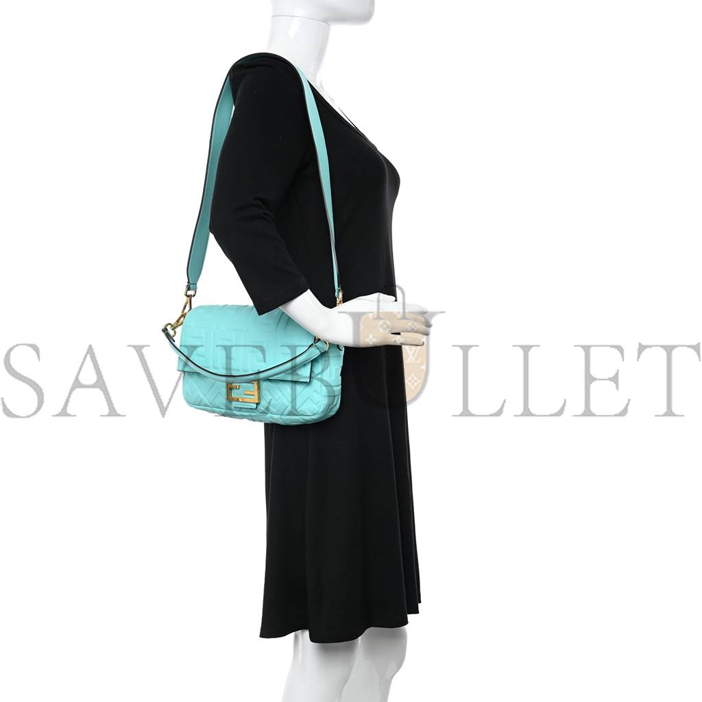 FENDI NAPPA FF 1974 EMBOSSED BAGUETTE SPRING TURQUOISE (25*15*5cm) FENDI NAPPA FF 1974 EMBOSSED BAGUETTE SPRING TURQUOISE (25*15*5cm)