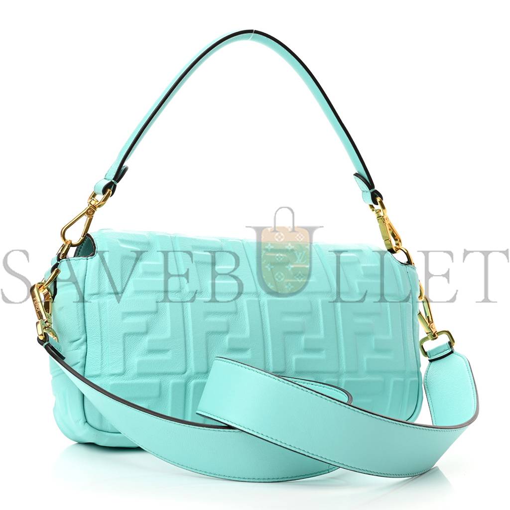FENDI NAPPA FF 1974 EMBOSSED BAGUETTE SPRING TURQUOISE (25*15*5cm) FENDI NAPPA FF 1974 EMBOSSED BAGUETTE SPRING TURQUOISE (25*15*5cm)