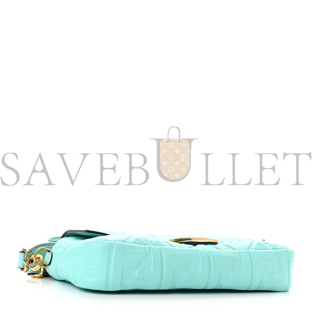FENDI NAPPA FF 1974 EMBOSSED BAGUETTE SPRING TURQUOISE (25*15*5cm) FENDI NAPPA FF 1974 EMBOSSED BAGUETTE SPRING TURQUOISE (25*15*5cm)
