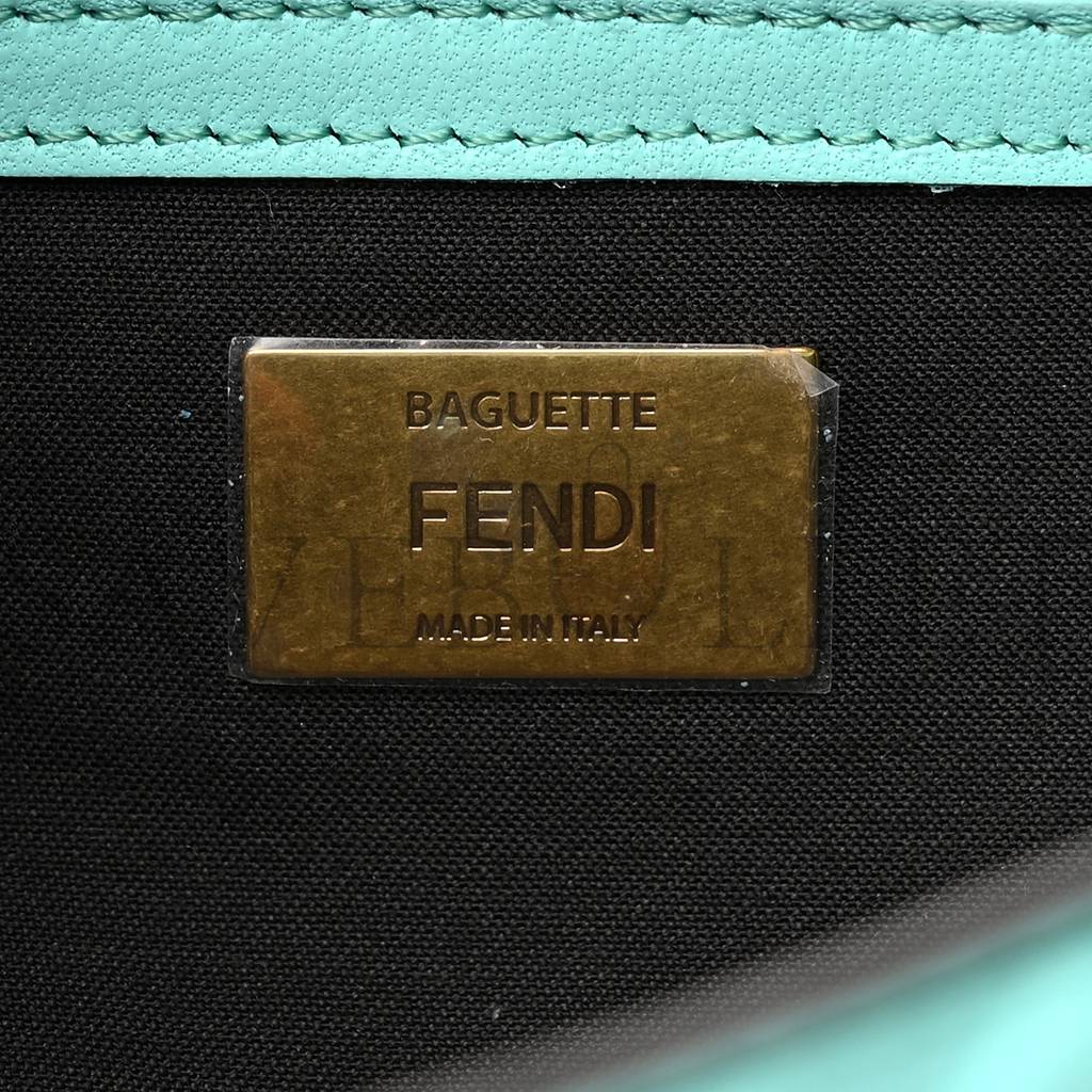 FENDI NAPPA FF 1974 EMBOSSED BAGUETTE SPRING TURQUOISE (25*15*5cm) FENDI NAPPA FF 1974 EMBOSSED BAGUETTE SPRING TURQUOISE (25*15*5cm)