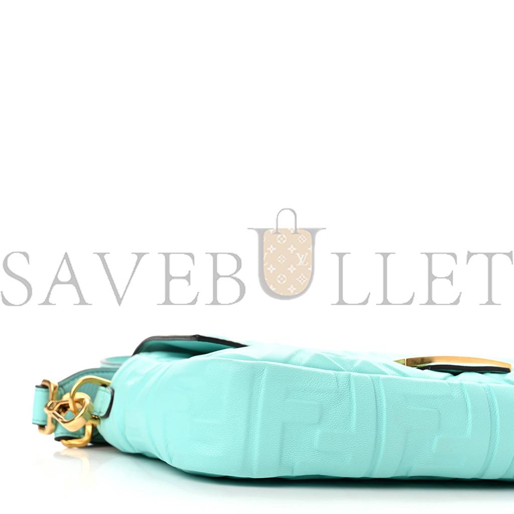FENDI NAPPA FF 1974 EMBOSSED BAGUETTE SPRING TURQUOISE (25*15*5cm) FENDI NAPPA FF 1974 EMBOSSED BAGUETTE SPRING TURQUOISE (25*15*5cm)