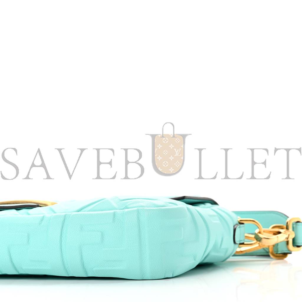 FENDI NAPPA FF 1974 EMBOSSED BAGUETTE SPRING TURQUOISE (25*15*5cm) FENDI NAPPA FF 1974 EMBOSSED BAGUETTE SPRING TURQUOISE (25*15*5cm)