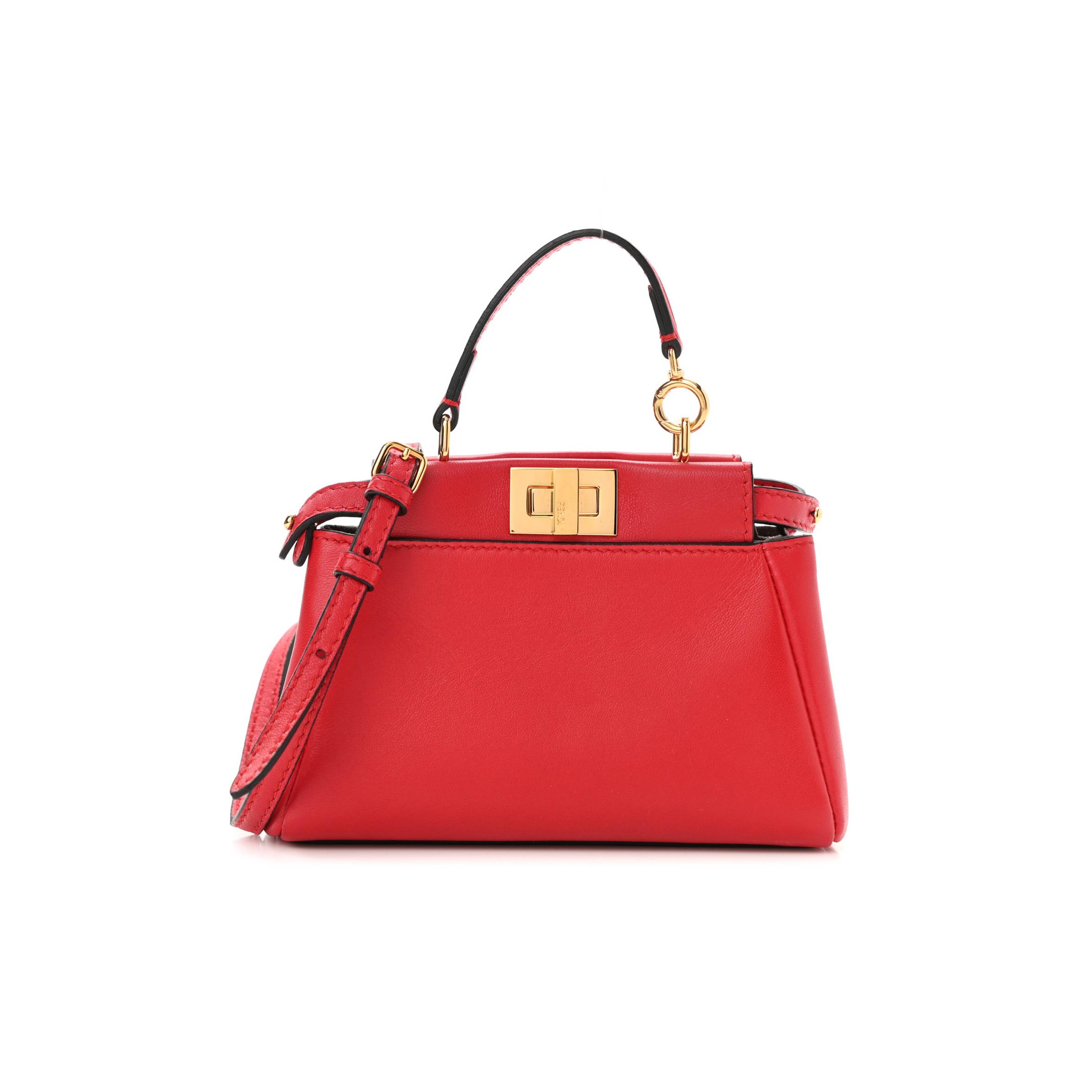 FENDI SHINY NAPPA MICRO PEEKABOO ICONIC SATCHEL FRAGOLA (20*15*11cm) FENDI SHINY NAPPA MICRO PEEKABOO ICONIC SATCHEL FRAGOLA (20*15*11cm)
