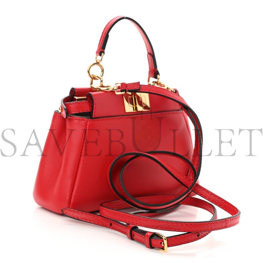 FENDI SHINY NAPPA MICRO PEEKABOO ICONIC SATCHEL FRAGOLA (20*15*11cm) FENDI SHINY NAPPA MICRO PEEKABOO ICONIC SATCHEL FRAGOLA (20*15*11cm)