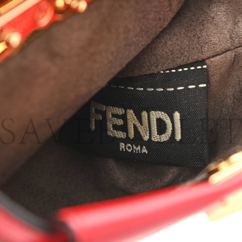 FENDI SHINY NAPPA MICRO PEEKABOO ICONIC SATCHEL FRAGOLA (20*15*11cm) FENDI SHINY NAPPA MICRO PEEKABOO ICONIC SATCHEL FRAGOLA (20*15*11cm)