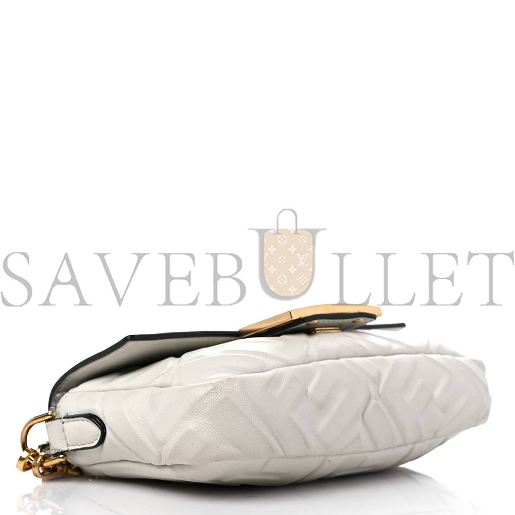 FENDI NAPPA FF 1974 EMBOSSED MINI BAGUETTE WHITE (18*11*4cm) FENDI NAPPA FF 1974 EMBOSSED MINI BAGUETTE WHITE (18*11*4cm)