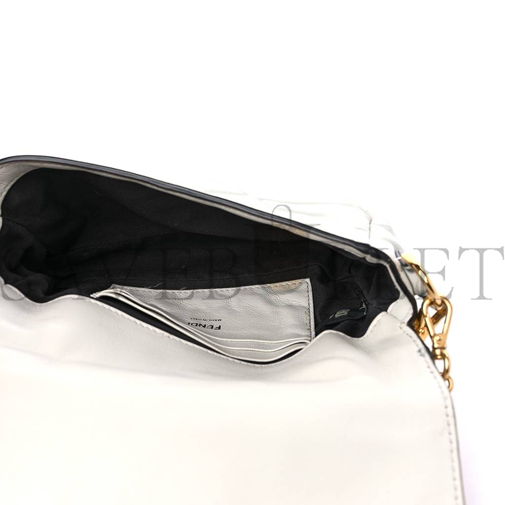 FENDI NAPPA FF 1974 EMBOSSED MINI BAGUETTE WHITE (18*11*4cm) FENDI NAPPA FF 1974 EMBOSSED MINI BAGUETTE WHITE (18*11*4cm)