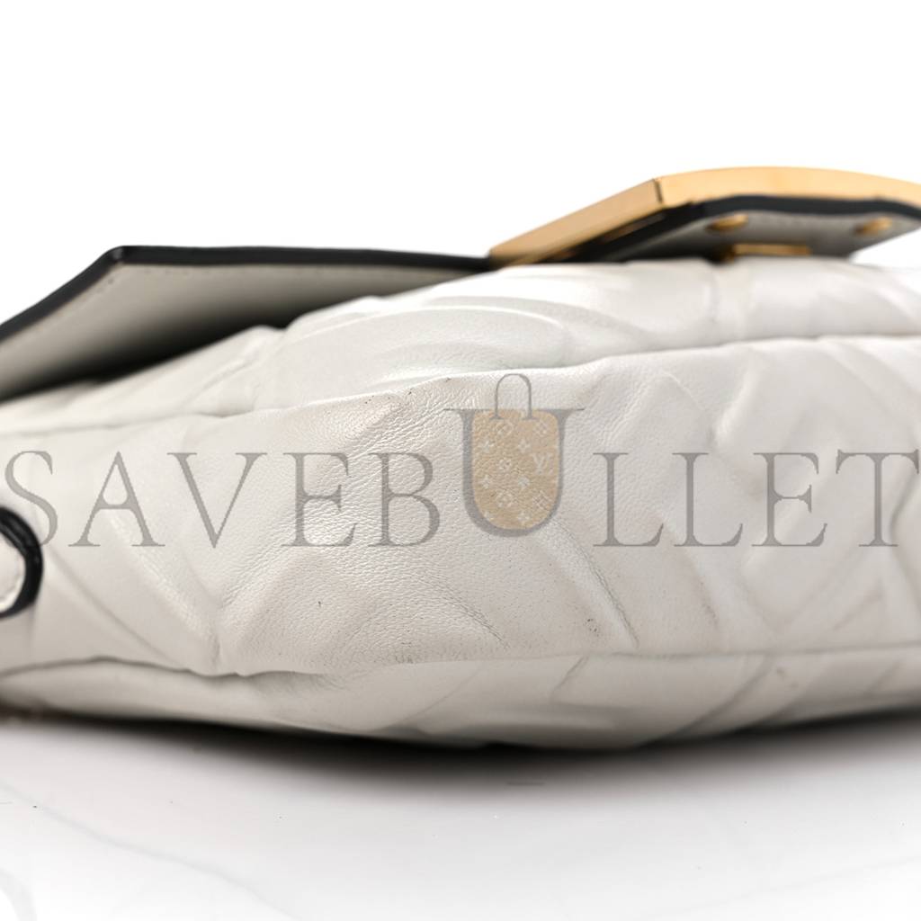 FENDI NAPPA FF 1974 EMBOSSED MINI BAGUETTE WHITE (18*11*4cm) FENDI NAPPA FF 1974 EMBOSSED MINI BAGUETTE WHITE (18*11*4cm)
