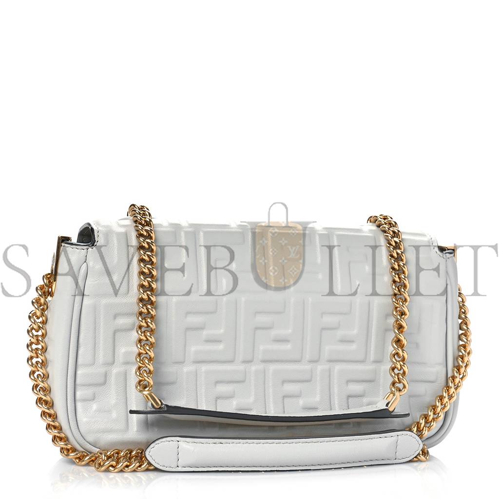 FENDI NAPPA SMALL FF EMBOSSED MIDI CHAIN BAGUETTE GHIAIA (23*13*6cm) FENDI NAPPA SMALL FF EMBOSSED MIDI CHAIN BAGUETTE GHIAIA (23*13*6cm)