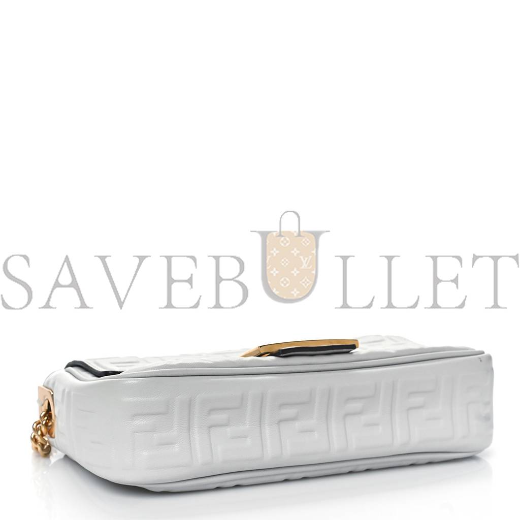 FENDI NAPPA SMALL FF EMBOSSED MIDI CHAIN BAGUETTE GHIAIA (23*13*6cm) FENDI NAPPA SMALL FF EMBOSSED MIDI CHAIN BAGUETTE GHIAIA (23*13*6cm)