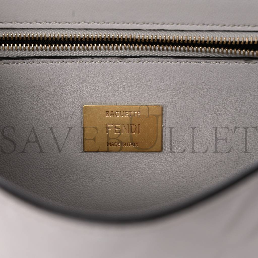 FENDI NAPPA SMALL FF EMBOSSED MIDI CHAIN BAGUETTE GHIAIA (23*13*6cm) FENDI NAPPA SMALL FF EMBOSSED MIDI CHAIN BAGUETTE GHIAIA (23*13*6cm)