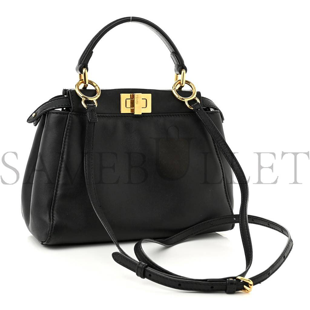 FENDI NAPPA MINI PEEKABOO ICONIC SATCHEL BLACK (23*19*11cm) FENDI NAPPA MINI PEEKABOO ICONIC SATCHEL BLACK (23*19*11cm)