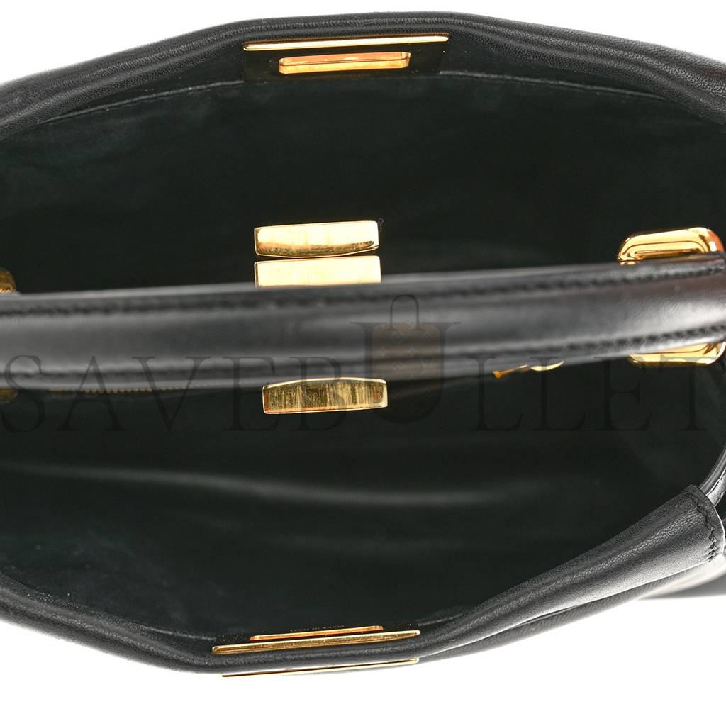 FENDI NAPPA MINI PEEKABOO ICONIC SATCHEL BLACK (23*19*11cm) FENDI NAPPA MINI PEEKABOO ICONIC SATCHEL BLACK (23*19*11cm)