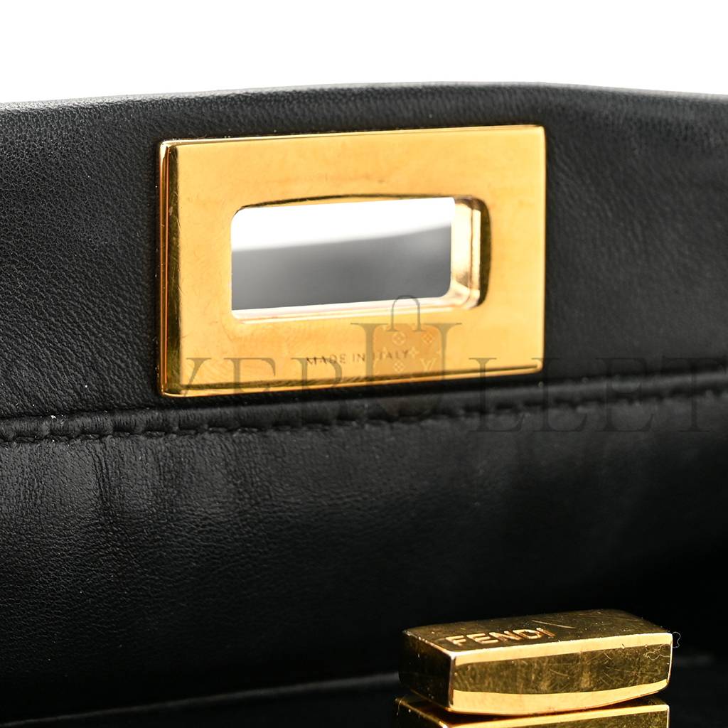 FENDI NAPPA MINI PEEKABOO ICONIC SATCHEL BLACK (23*19*11cm) FENDI NAPPA MINI PEEKABOO ICONIC SATCHEL BLACK (23*19*11cm)
