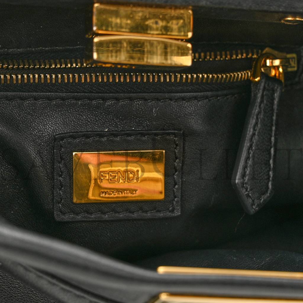 FENDI NAPPA MINI PEEKABOO ICONIC SATCHEL BLACK (23*19*11cm) FENDI NAPPA MINI PEEKABOO ICONIC SATCHEL BLACK (23*19*11cm)