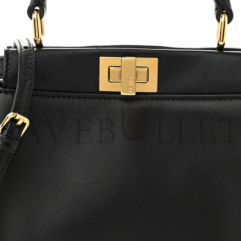 FENDI NAPPA MINI PEEKABOO ICONIC SATCHEL BLACK (23*19*11cm) FENDI NAPPA MINI PEEKABOO ICONIC SATCHEL BLACK (23*19*11cm)