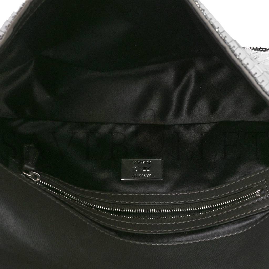FENDI SEQUIN PAILLETTES CAPRETTO LUCIDO BAGUETTE ARGENTO MORO (27*15*6cm) FENDI SEQUIN PAILLETTES CAPRETTO LUCIDO BAGUETTE ARGENTO MORO (27*15*6cm)