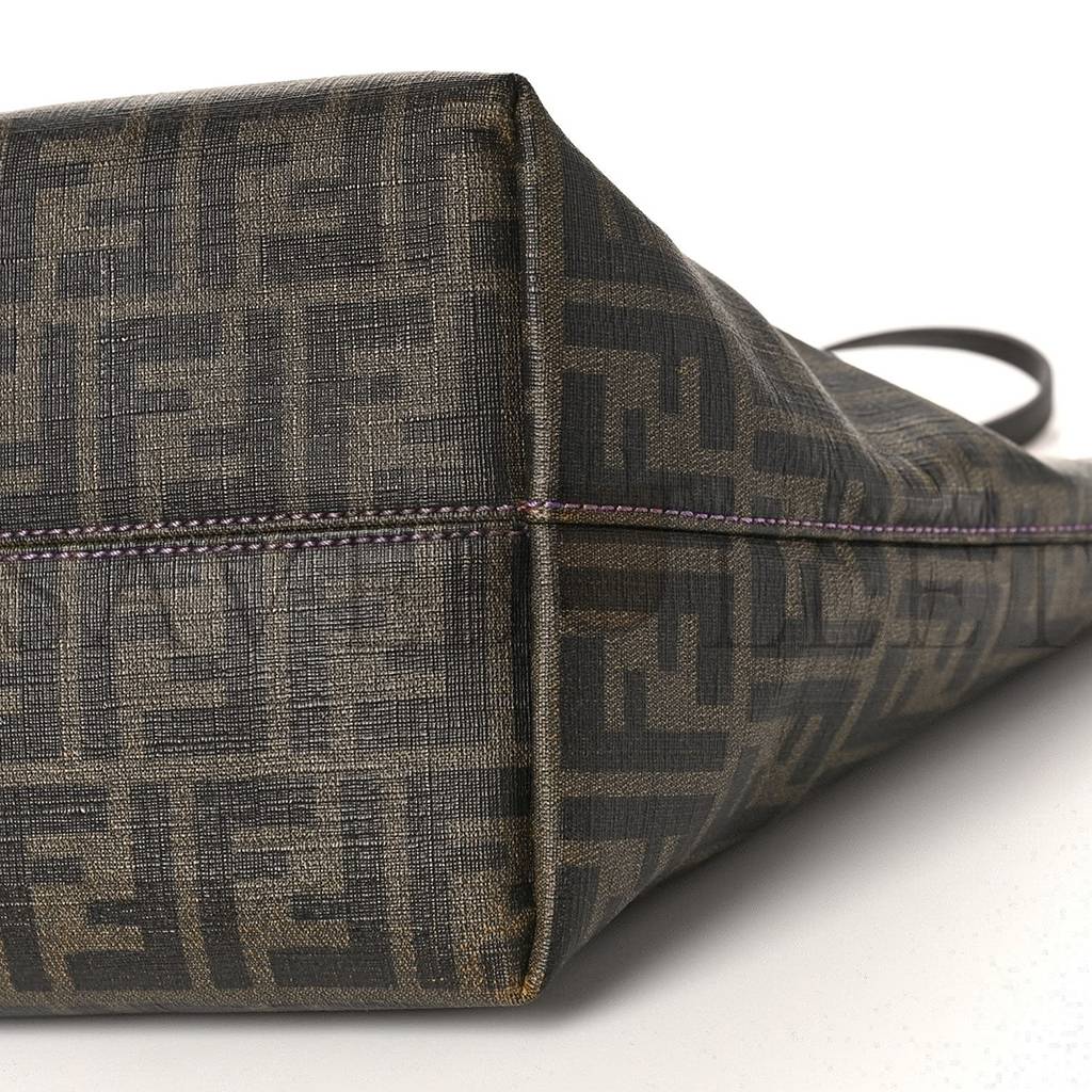 FENDI ZUCCA SPALMATI MEDIUM ROLL TOTE TOBACCO VIOLA (47*36*27cm) FENDI ZUCCA SPALMATI MEDIUM ROLL TOTE TOBACCO VIOLA (47*36*27cm)