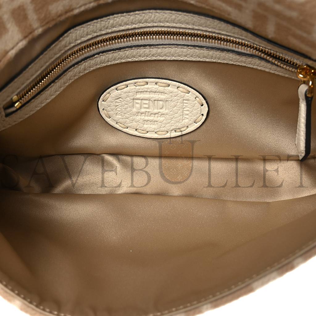 FENDI WOOL CUOIO ROMANO SELLERIA FF 1974 BAGUETTE 1997 BEIGE CAMMELLO CAMELIA (27*15*6cm) FENDI WOOL CUOIO ROMANO SELLERIA FF 1974 BAGUETTE 1997 BEIGE CAMMELLO CAMELIA (27*15*6cm)