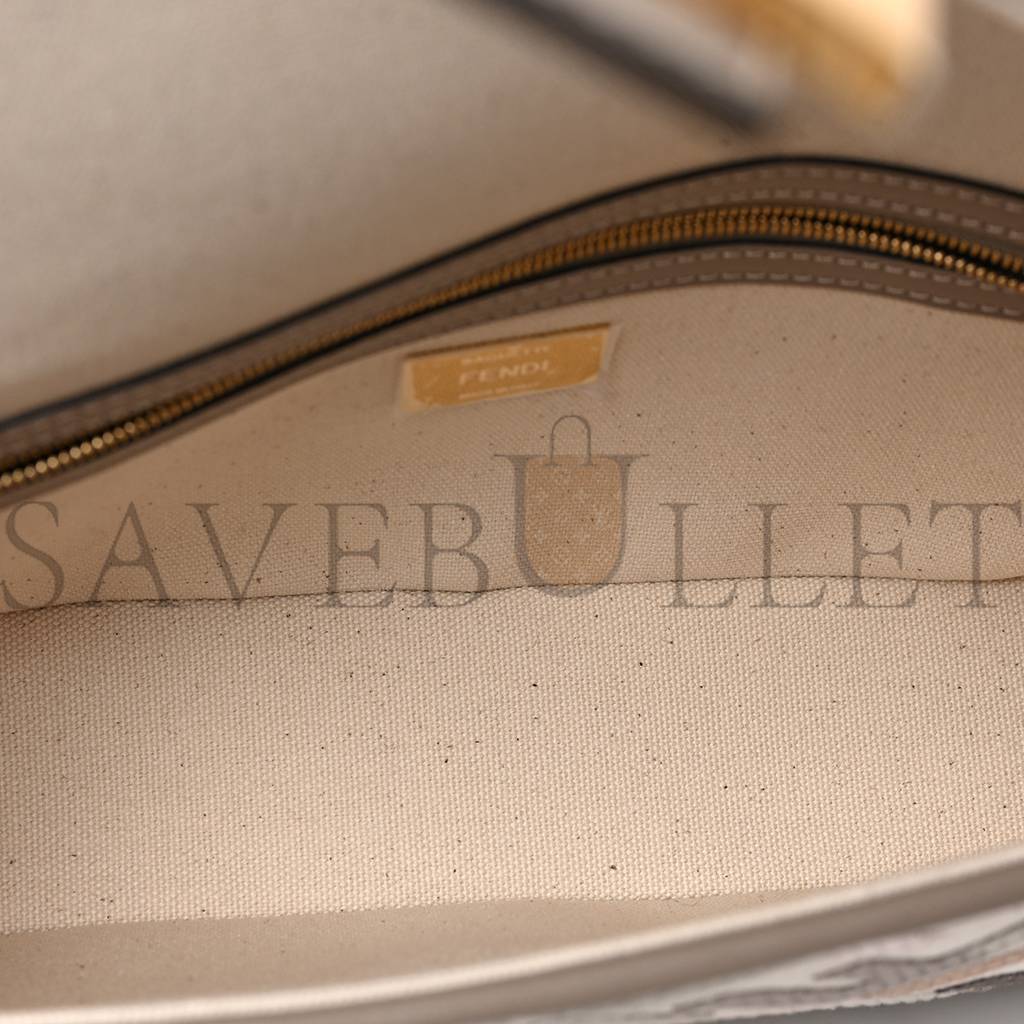FENDI CANVAS VITELLO SETA FF MULTICOLOR EMBROIDERED BAGUETTE GREZZO MULTICOLOR TORTORA (28*16*6cm) FENDI CANVAS VITELLO SETA FF MULTICOLOR EMBROIDERED BAGUETTE GREZZO MULTICOLOR TORTORA (28*16*6cm)