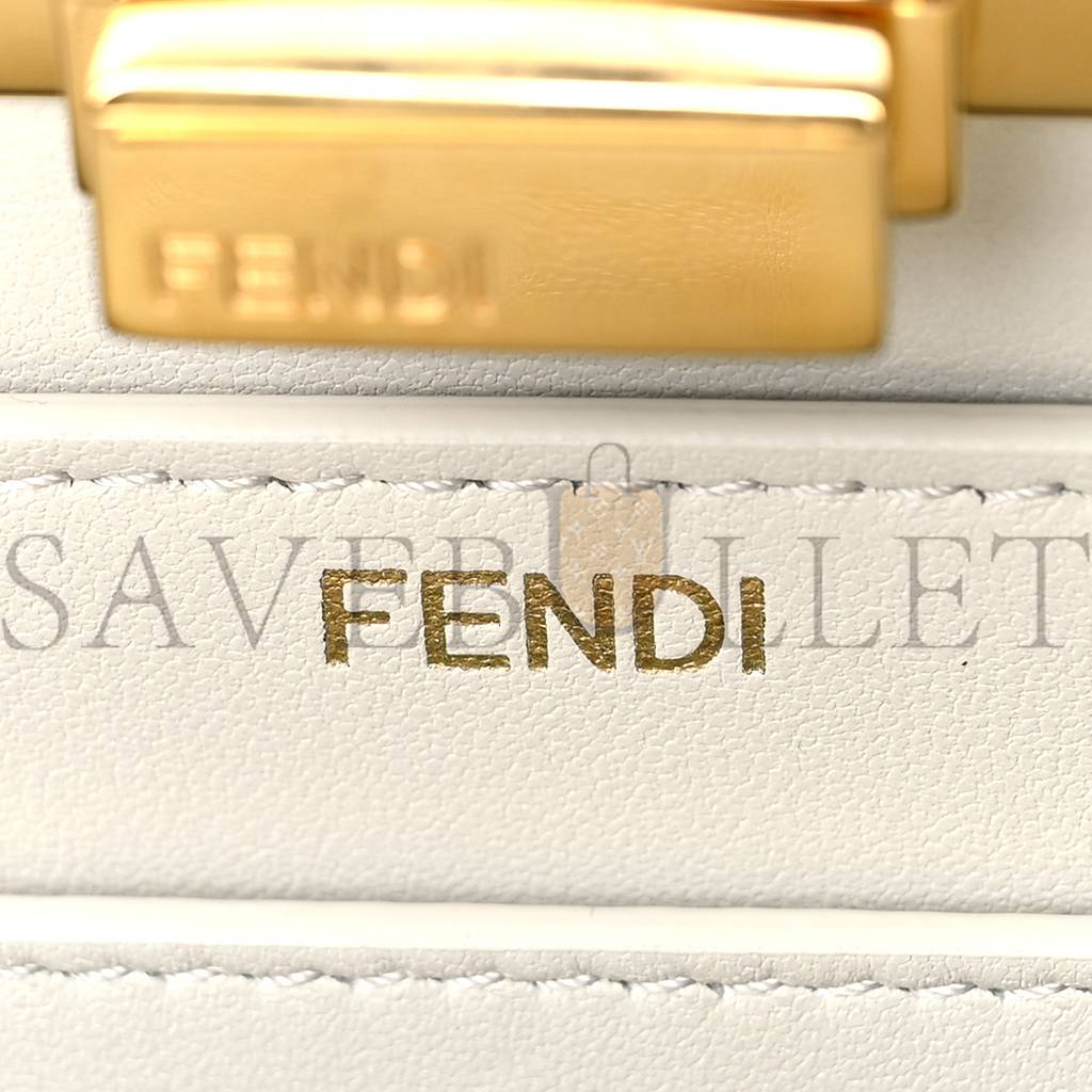FENDI VITELLO SETA SHINY NAPPA BI-COLOR SMALL PEEKABOO I SEE U SATCHEL WASABI WHITE (27*20*10cm) FENDI VITELLO SETA SHINY NAPPA BI-COLOR SMALL PEEKABOO I SEE U SATCHEL WASABI WHITE (27*20*10cm)