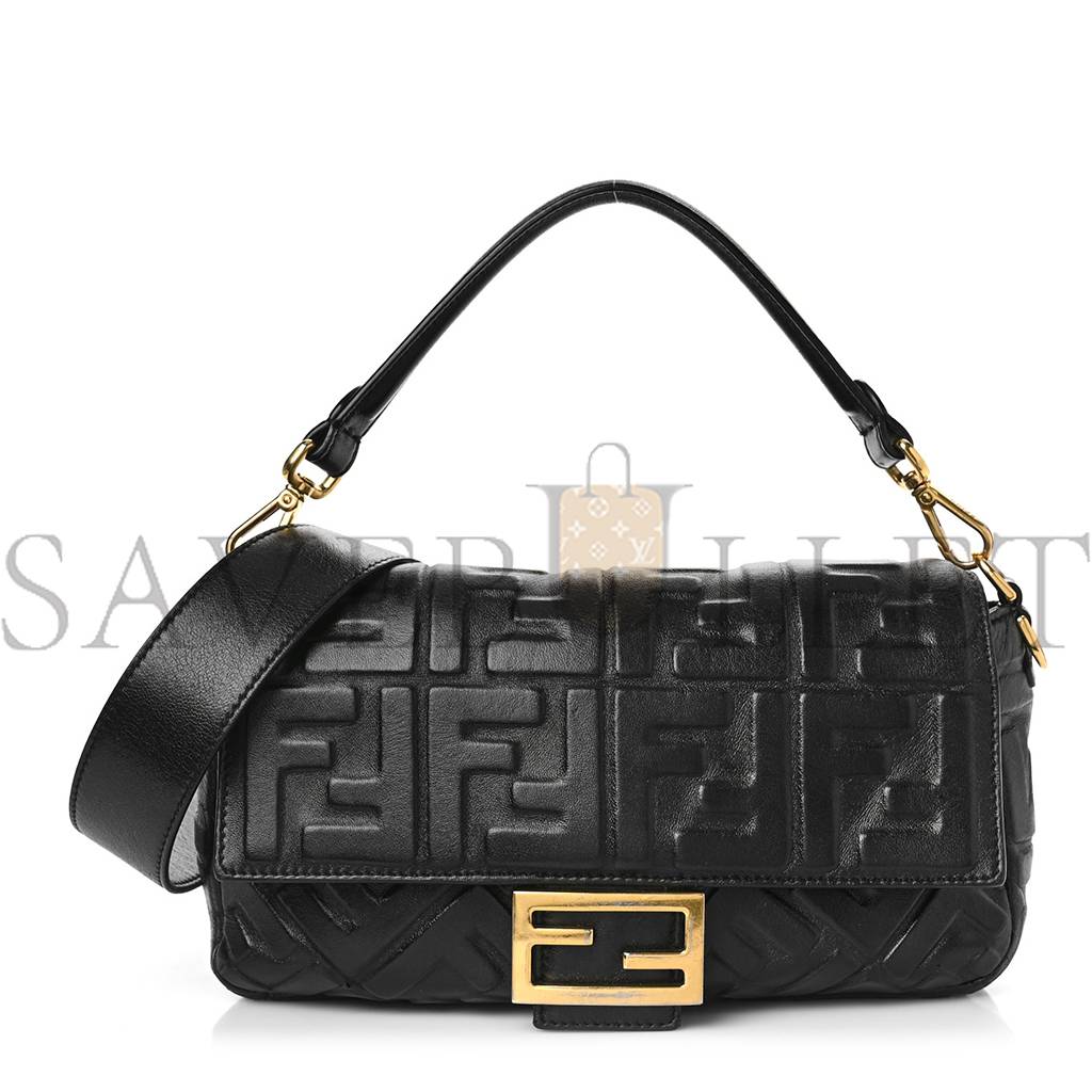 FENDI NAPPA FF 1974 EMBOSSED BAGUETTE BLACK (27*15*6cm) FENDI NAPPA FF 1974 EMBOSSED BAGUETTE BLACK (27*15*6cm)