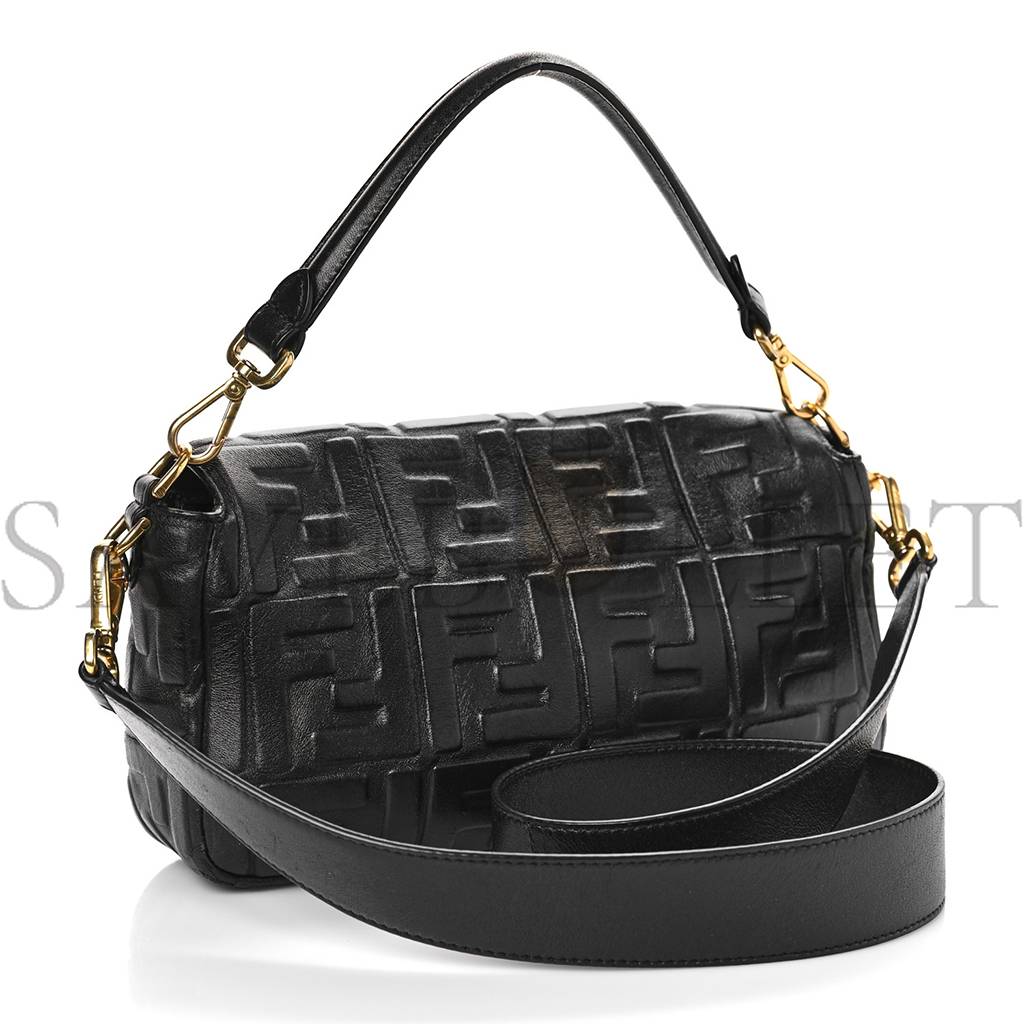 FENDI NAPPA FF 1974 EMBOSSED BAGUETTE BLACK (27*15*6cm) FENDI NAPPA FF 1974 EMBOSSED BAGUETTE BLACK (27*15*6cm)