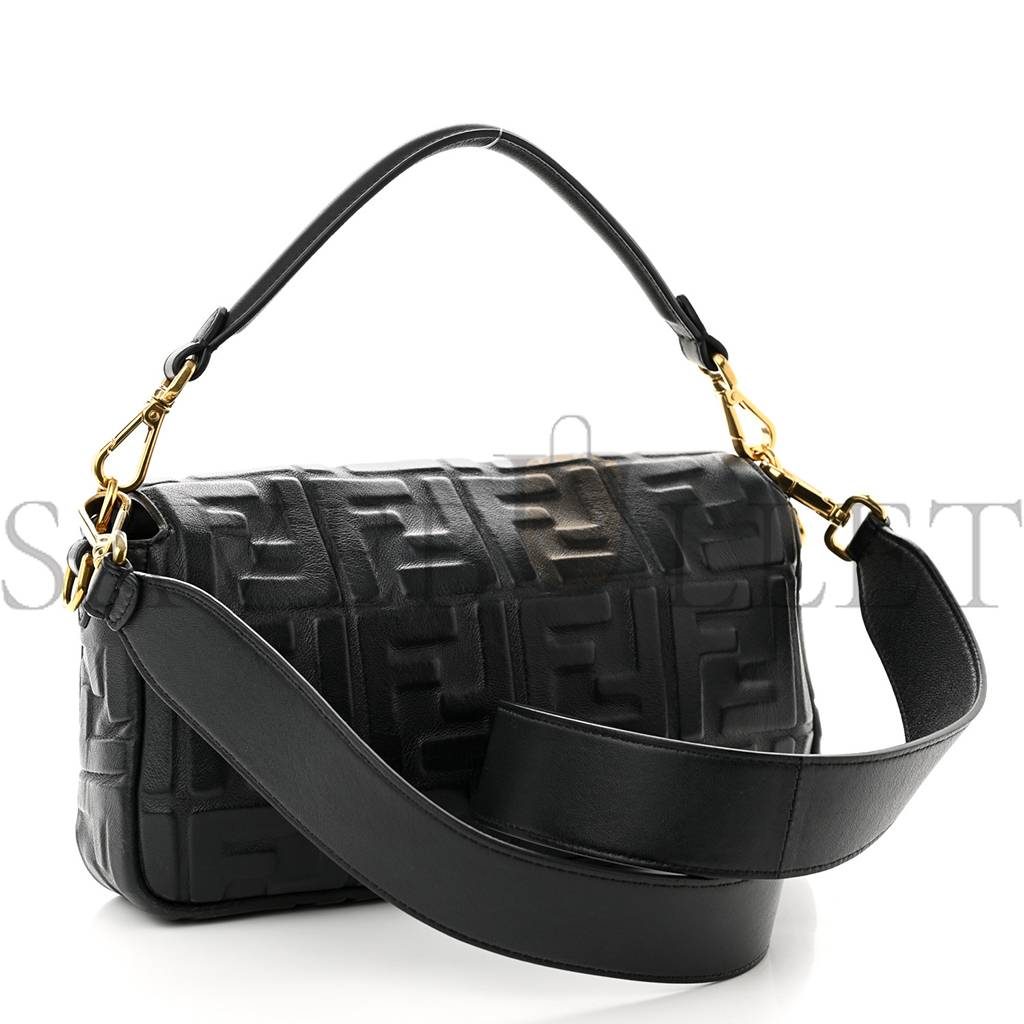 FENDI NAPPA FF 1974 EMBOSSED BAGUETTE BLACK (26*17*5cm) FENDI NAPPA FF 1974 EMBOSSED BAGUETTE BLACK (26*17*5cm)