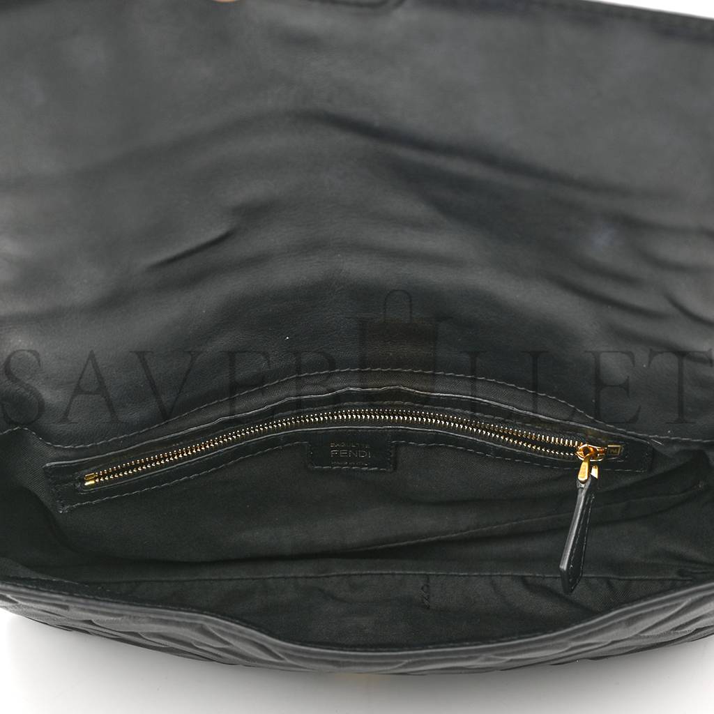 FENDI NAPPA FF 1974 EMBOSSED BAGUETTE BLACK (26*17*5cm) FENDI NAPPA FF 1974 EMBOSSED BAGUETTE BLACK (26*17*5cm)