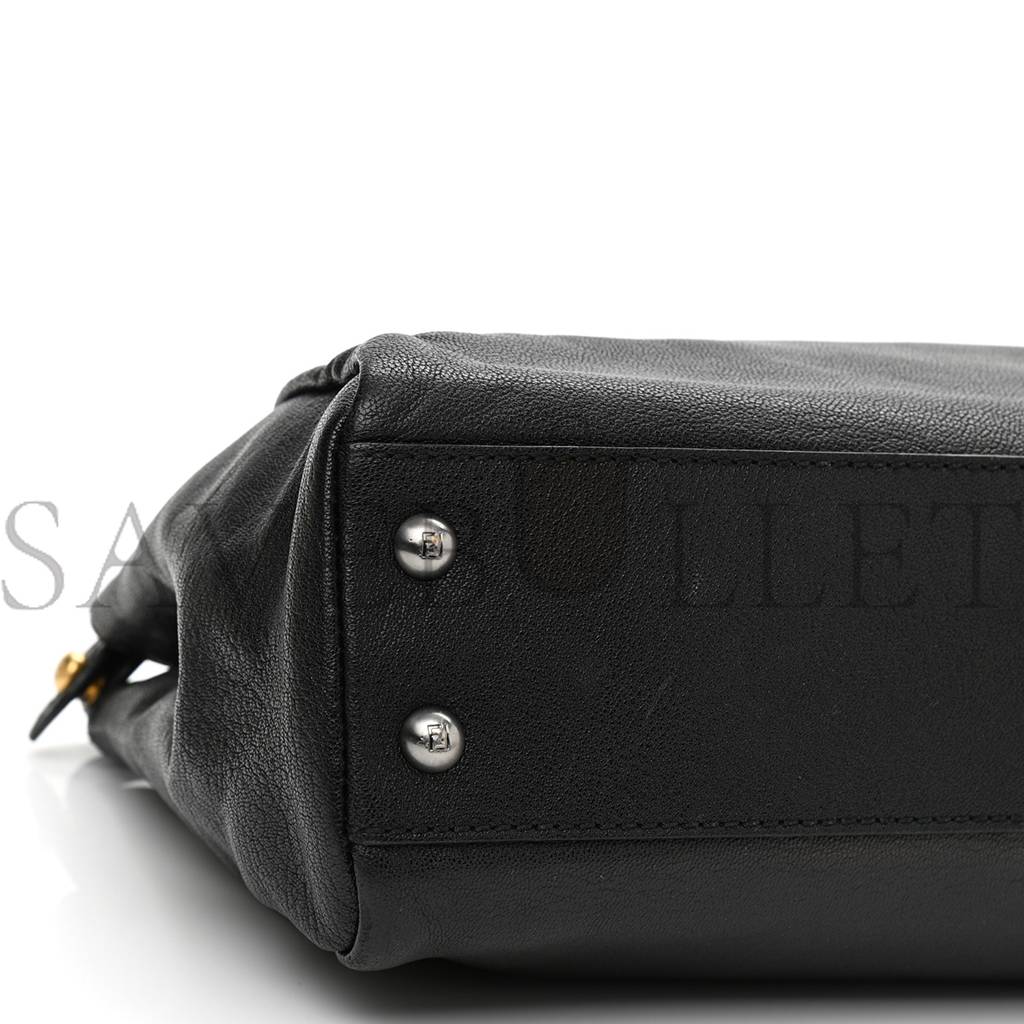 FENDI GOATSKIN ZUCCA MEDIUM PEEKABOO ICONIC SATCHEL BLACK TOBACCO (34*22*11cm) FENDI GOATSKIN ZUCCA MEDIUM PEEKABOO ICONIC SATCHEL BLACK TOBACCO (34*22*11cm)