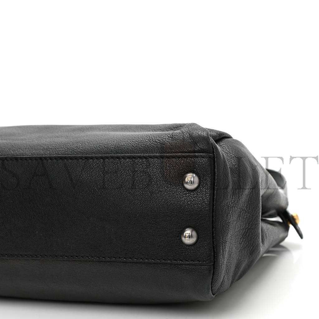 FENDI GOATSKIN ZUCCA MEDIUM PEEKABOO ICONIC SATCHEL BLACK TOBACCO (34*22*11cm) FENDI GOATSKIN ZUCCA MEDIUM PEEKABOO ICONIC SATCHEL BLACK TOBACCO (34*22*11cm)