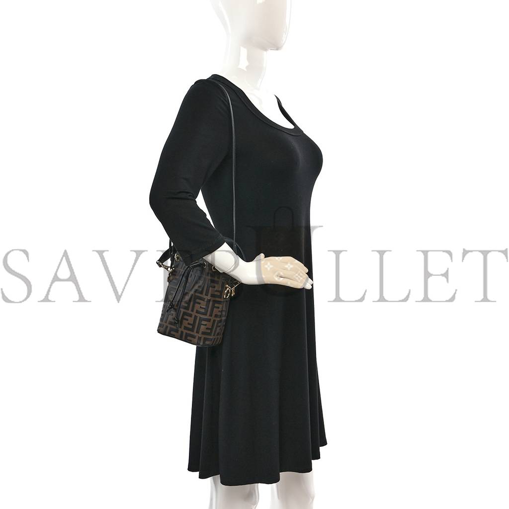 FENDI VITELLO LIBERTY F IS FENDI BI-COLOR FF 1974 EMBOSSED MINI MON TRESOR BUCKET BAG MAYA BLACK (18*11*10cm) FENDI VITELLO LIBERTY F IS FENDI BI-COLOR FF 1974 EMBOSSED MINI MON TRESOR BUCKET BAG MAYA BLACK (18*11*10cm)