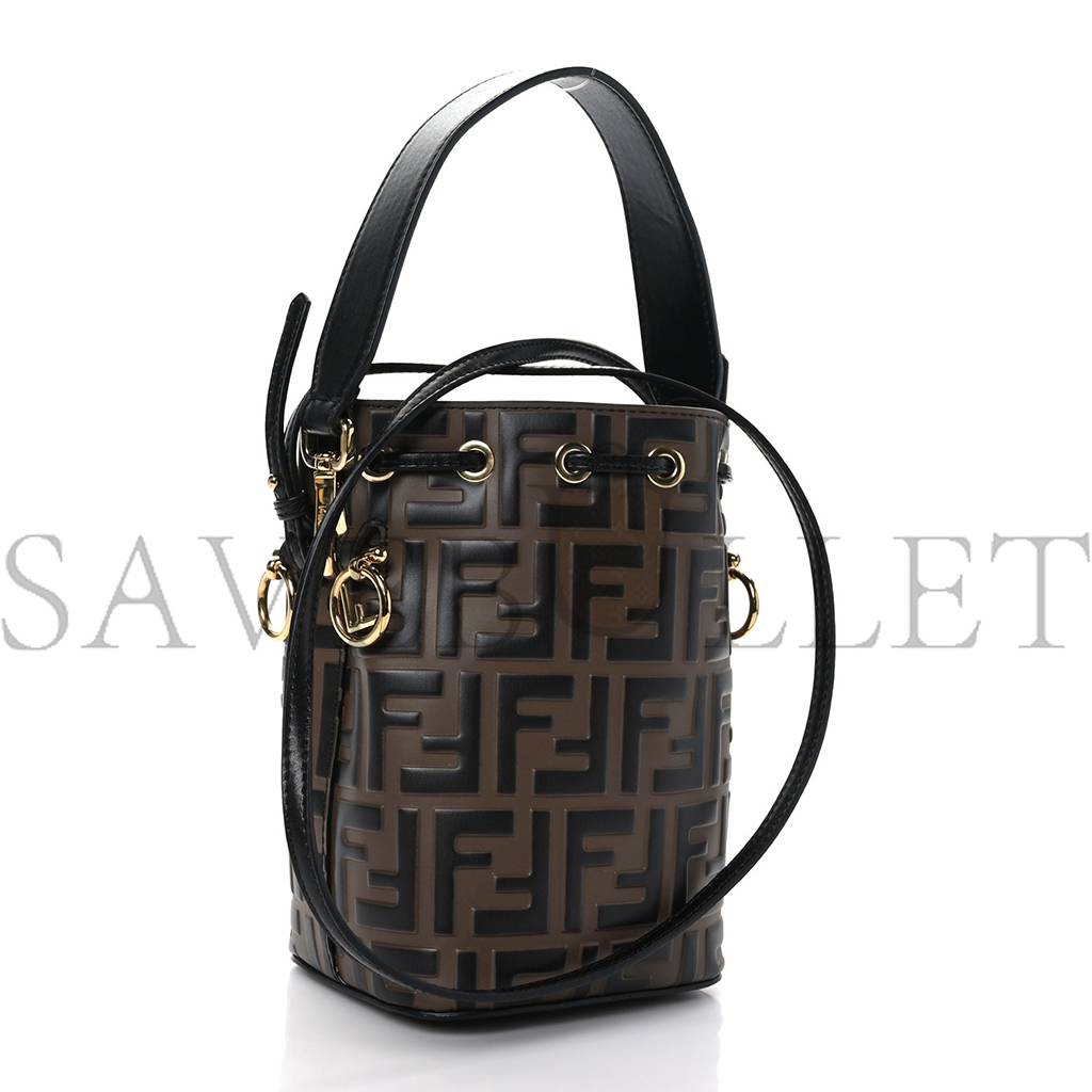 FENDI VITELLO LIBERTY F IS FENDI BI-COLOR FF 1974 EMBOSSED MINI MON TRESOR BUCKET BAG MAYA BLACK (18*11*10cm) FENDI VITELLO LIBERTY F IS FENDI BI-COLOR FF 1974 EMBOSSED MINI MON TRESOR BUCKET BAG MAYA BLACK (18*11*10cm)