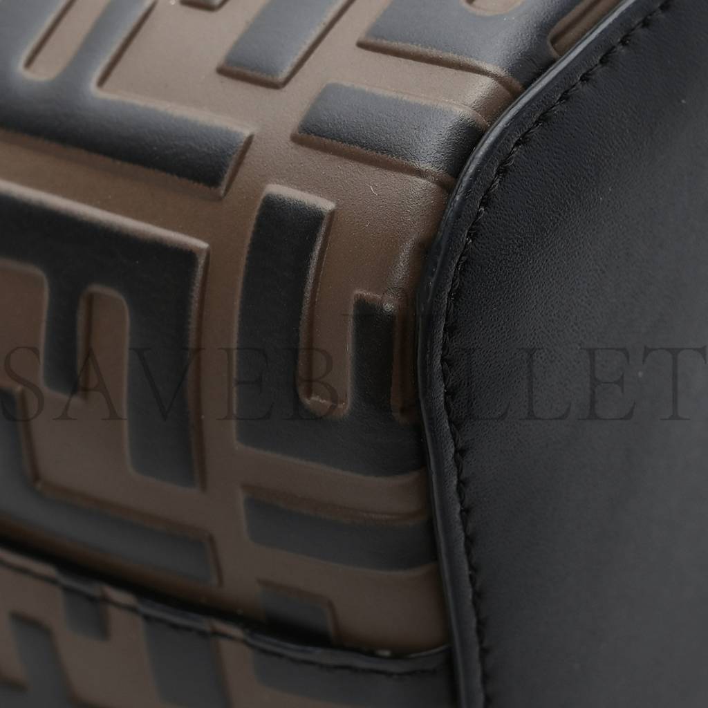 FENDI VITELLO LIBERTY F IS FENDI BI-COLOR FF 1974 EMBOSSED MINI MON TRESOR BUCKET BAG MAYA BLACK (18*11*10cm) FENDI VITELLO LIBERTY F IS FENDI BI-COLOR FF 1974 EMBOSSED MINI MON TRESOR BUCKET BAG MAYA BLACK (18*11*10cm)