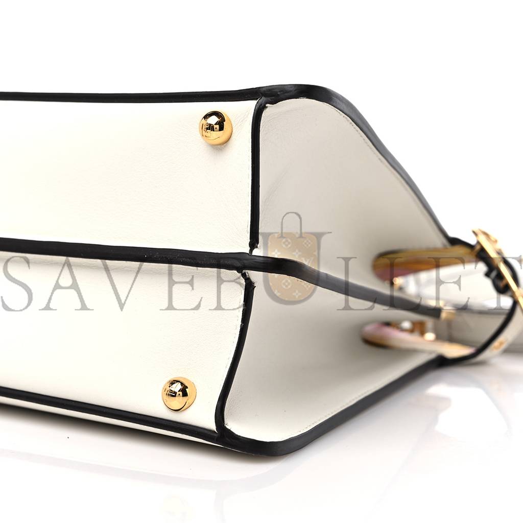 FENDI X VERSACE VITELLO SETA NAPPA FENDACE FF BAROQUE MEDIUM PEEKABOO I SEE U SATCHEL WHITE ICE (27*20*10cm) FENDI X VERSACE VITELLO SETA NAPPA FENDACE FF BAROQUE MEDIUM PEEKABOO I SEE U SATCHEL WHITE ICE (27*20*10cm)