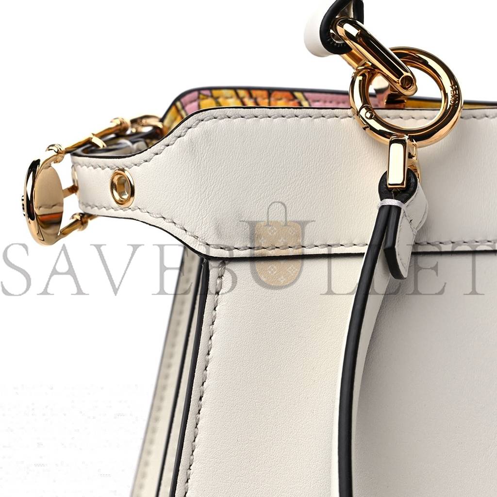 FENDI X VERSACE VITELLO SETA NAPPA FENDACE FF BAROQUE MEDIUM PEEKABOO I SEE U SATCHEL WHITE ICE (27*20*10cm) FENDI X VERSACE VITELLO SETA NAPPA FENDACE FF BAROQUE MEDIUM PEEKABOO I SEE U SATCHEL WHITE ICE (27*20*10cm)