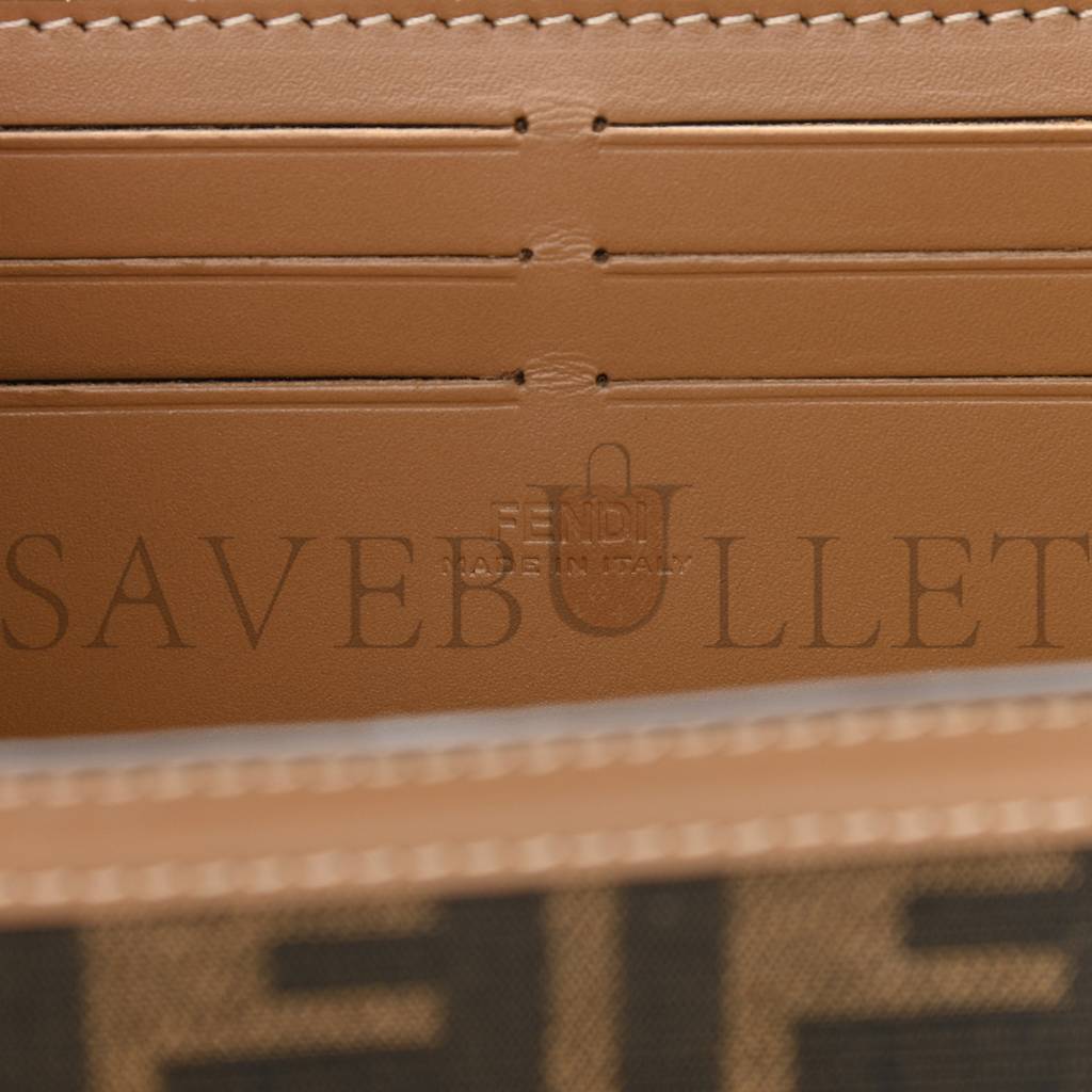 FENDI RECYCLED FABRIC JACQUARD VITELLO KING FF 1974 BAGUETTE SOFT TRUNK TOBACCO MORO SAND (21*15*6cm) FENDI RECYCLED FABRIC JACQUARD VITELLO KING FF 1974 BAGUETTE SOFT TRUNK TOBACCO MORO SAND (21*15*6cm)