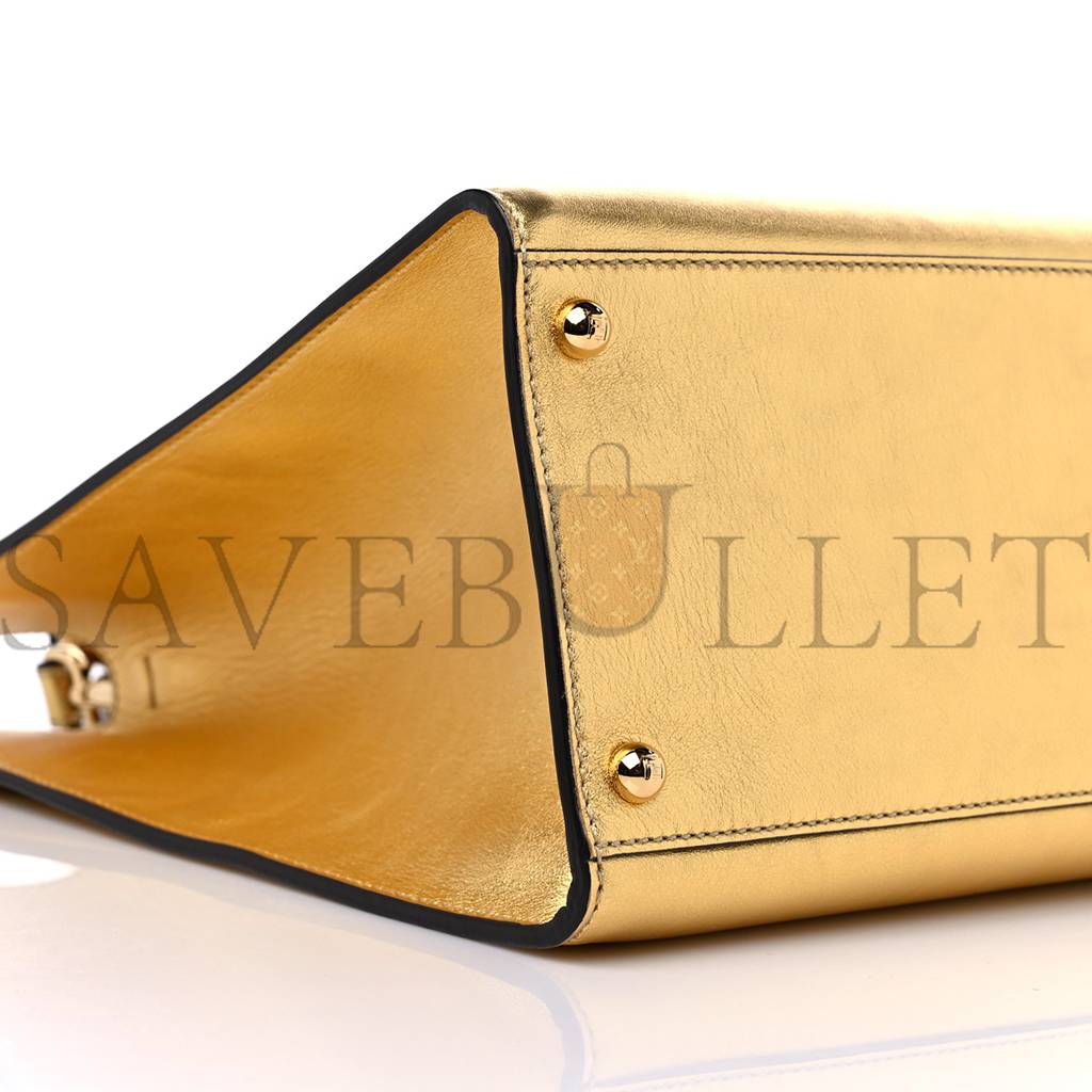 FENDI VITELLO CATALAN MIRROR PLEXIGLASS LOGO EMBOSSED MEDIUM FENDI SUNSHINE SHOPPER TOTE GOLD (36*30*14cm) FENDI VITELLO CATALAN MIRROR PLEXIGLASS LOGO EMBOSSED MEDIUM FENDI SUNSHINE SHOPPER TOTE GOLD (36*30*14cm)