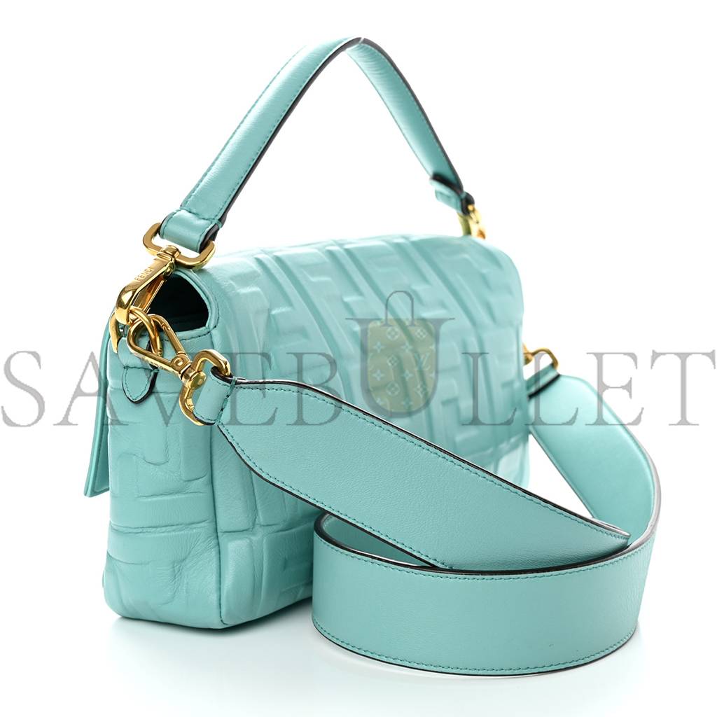 FENDI NAPPA FF 1974 EMBOSSED BAGUETTE TIFFANY (26*17*6cm) FENDI NAPPA FF 1974 EMBOSSED BAGUETTE TIFFANY (26*17*6cm)