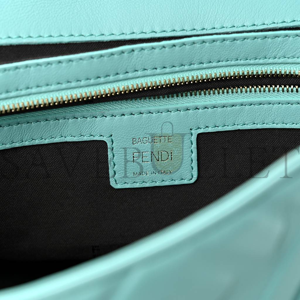 FENDI NAPPA FF 1974 EMBOSSED BAGUETTE TIFFANY (26*17*6cm) FENDI NAPPA FF 1974 EMBOSSED BAGUETTE TIFFANY (26*17*6cm)