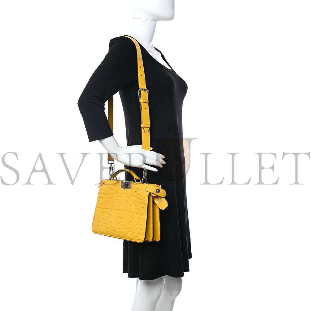 FENDI X SARAH COLEMAN NAPPA FF FISH EYE EMBOSSED MINI PEEKABOO I SEE U SATCHEL MIMOSA (25*20*9cm) FENDI X SARAH COLEMAN NAPPA FF FISH EYE EMBOSSED MINI PEEKABOO I SEE U SATCHEL MIMOSA (25*20*9cm)