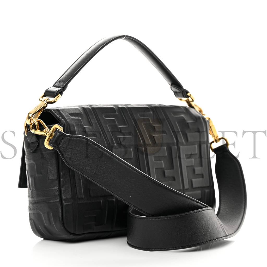 FENDI NAPPA FF 1974 EMBOSSED BAGUETTE BLACK (27*15*6cm) FENDI NAPPA FF 1974 EMBOSSED BAGUETTE BLACK (27*15*6cm)