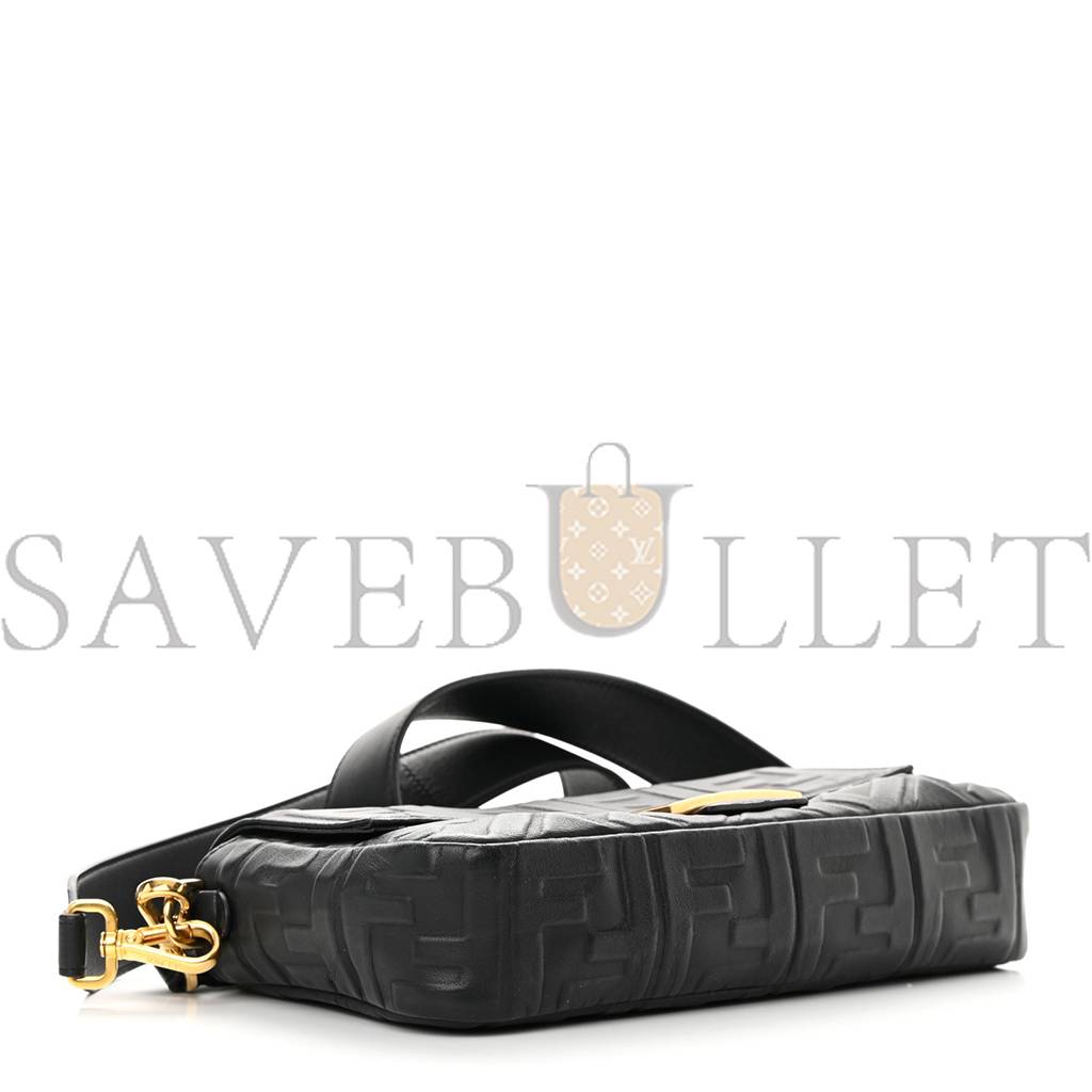 FENDI NAPPA FF 1974 EMBOSSED BAGUETTE BLACK (27*15*6cm) FENDI NAPPA FF 1974 EMBOSSED BAGUETTE BLACK (27*15*6cm)