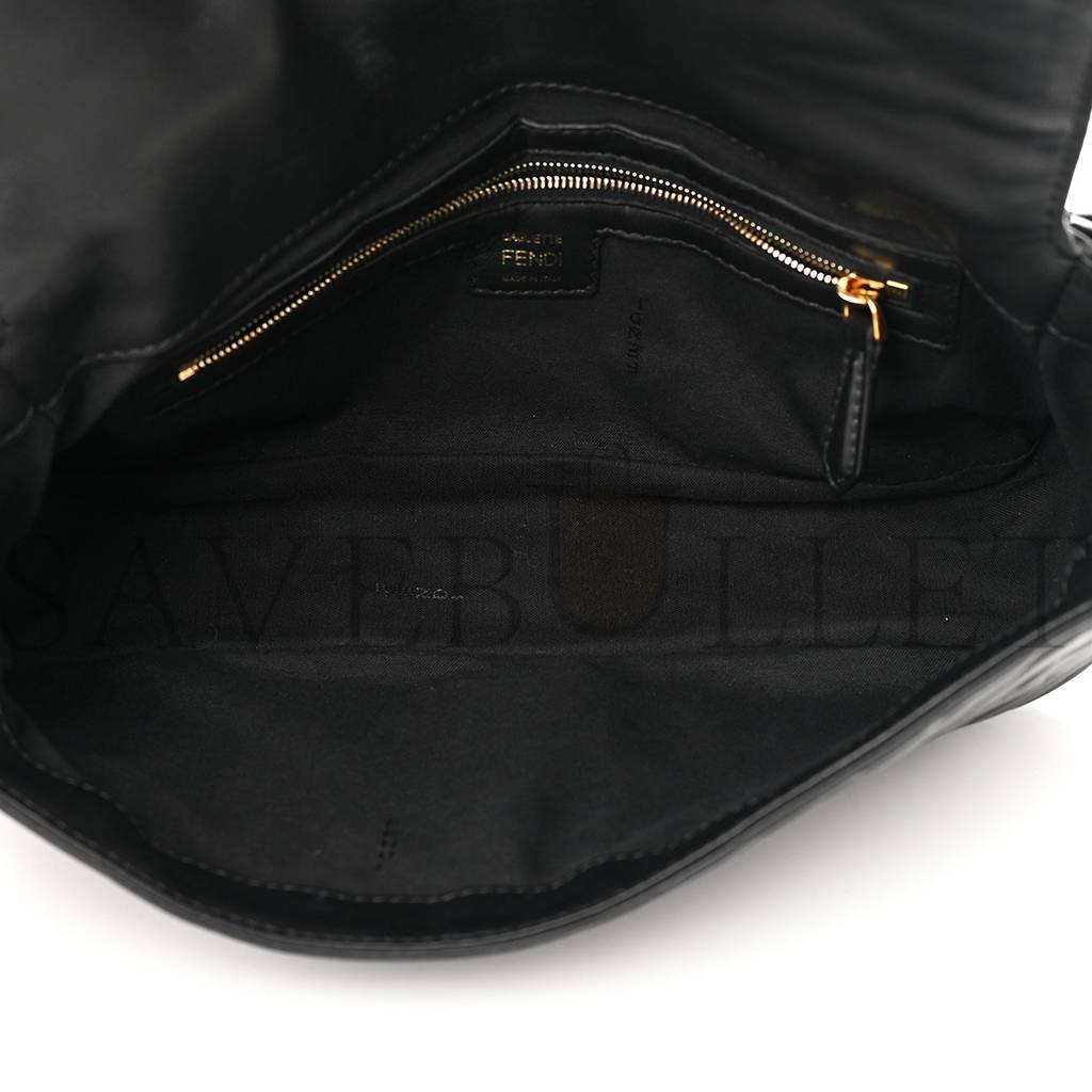 FENDI NAPPA FF 1974 EMBOSSED BAGUETTE BLACK (27*15*6cm) FENDI NAPPA FF 1974 EMBOSSED BAGUETTE BLACK (27*15*6cm)
