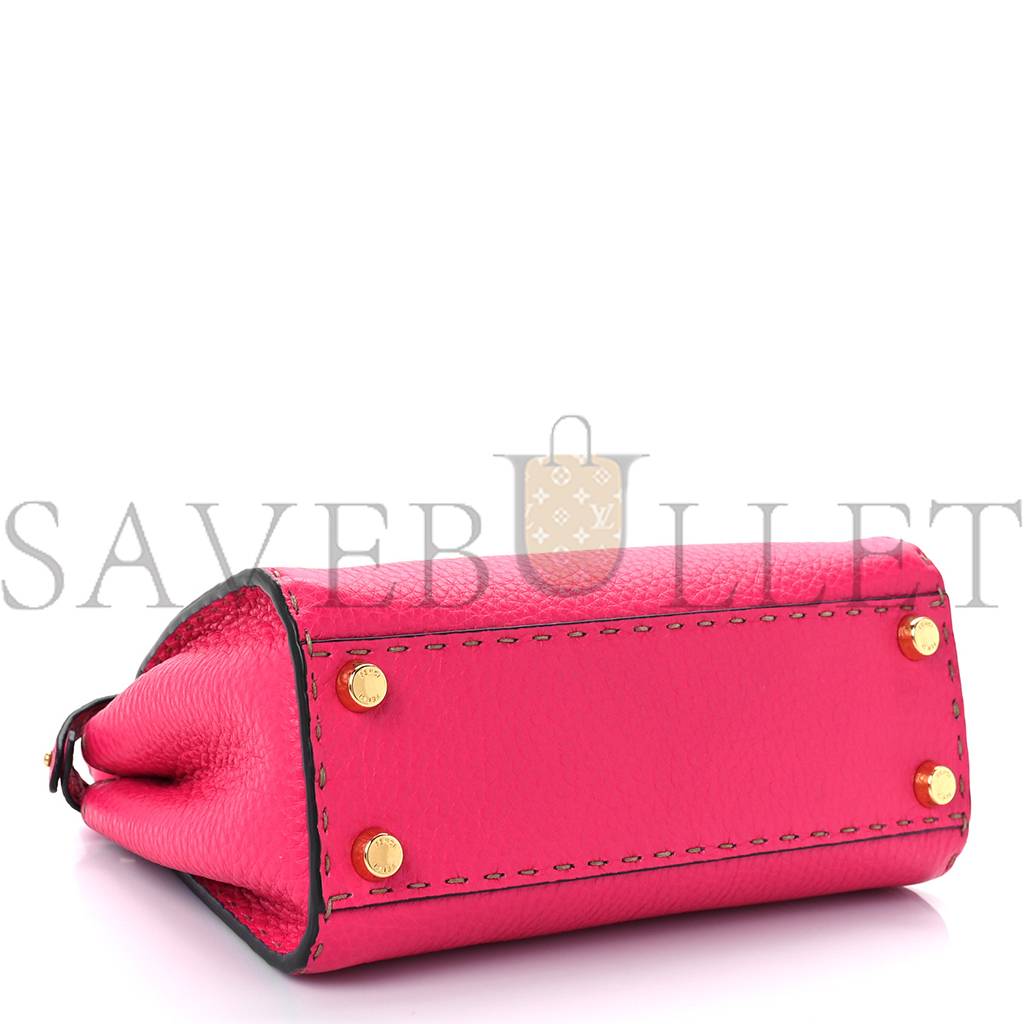 FENDI CUOIO ROMANO SELLERIA MINI PEEKABOO ICONIC SATCHEL FUXIA (23*19*11cm) FENDI CUOIO ROMANO SELLERIA MINI PEEKABOO ICONIC SATCHEL FUXIA (23*19*11cm)