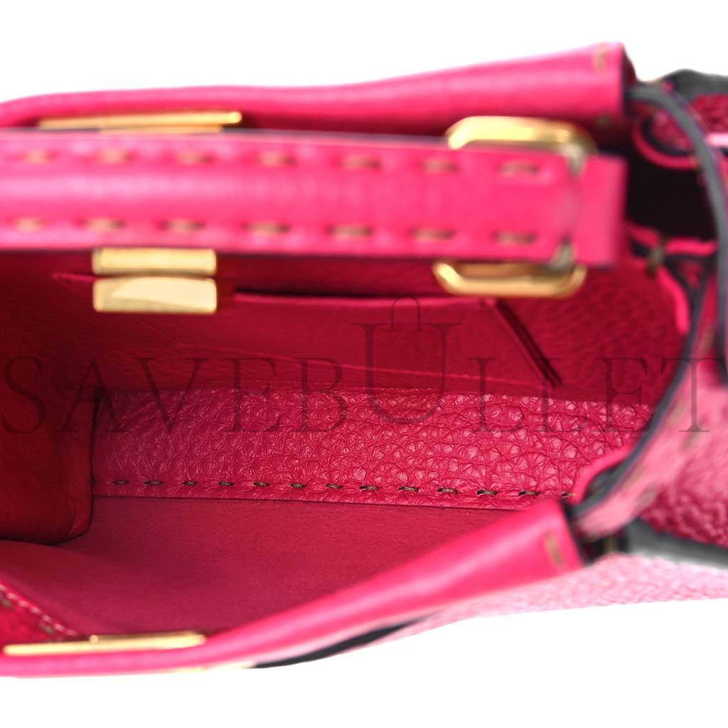 FENDI CUOIO ROMANO SELLERIA MINI PEEKABOO ICONIC SATCHEL FUXIA (23*19*11cm) FENDI CUOIO ROMANO SELLERIA MINI PEEKABOO ICONIC SATCHEL FUXIA (23*19*11cm)