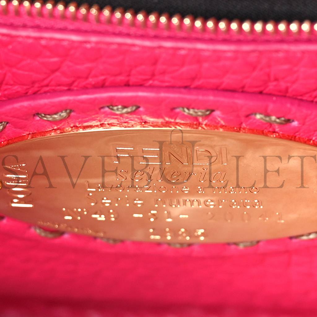 FENDI CUOIO ROMANO SELLERIA MINI PEEKABOO ICONIC SATCHEL FUXIA (23*19*11cm) FENDI CUOIO ROMANO SELLERIA MINI PEEKABOO ICONIC SATCHEL FUXIA (23*19*11cm)